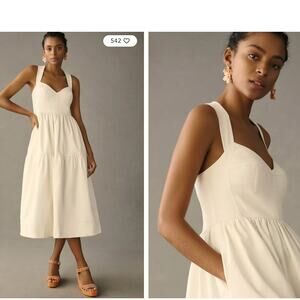 Anthropologie Cream Midi Dress
